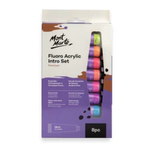 Mont Marte Fluoro Acrylic Paint Intro Set Premium 8pc x 18m