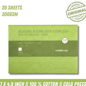 BAOHONG ARTIST WATER COLOUR PAD COLD PRESS 300 GSM 7″ X 4.9″ 20 SHEETS