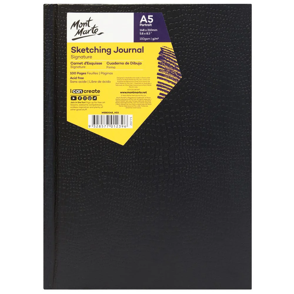 Mont Marte Sketching Journal Croc Finish Signature 150gsm A5 Portrait